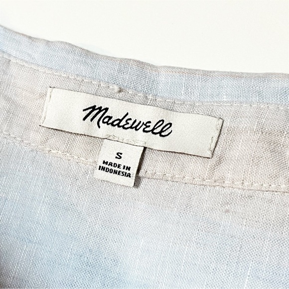 Madewell 100% Linen Beachside Shirt Small Ombré Stripe‎ blue coral boxy top - Picture 5 of 10